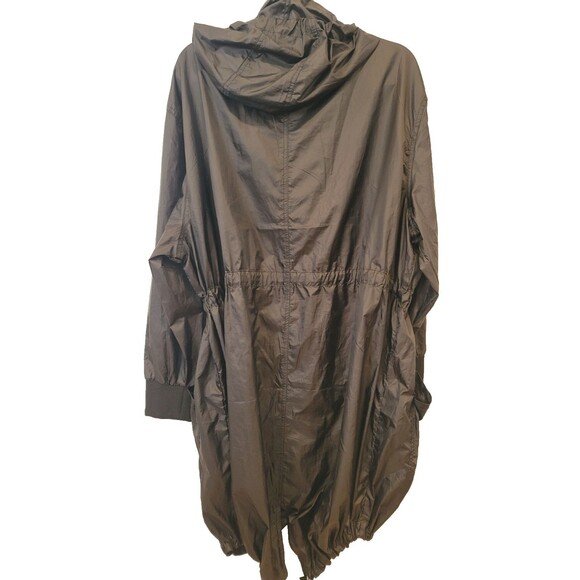 UGG Brittany Hooded Anorak Rain Coat Black Size L White Zipper Pockets Festival - Picture 2 of 15